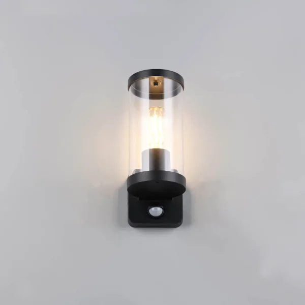APLIQUE EXTERIOR E27 COM SENSOR ALUMÍNIO PRETO IP44 DANDELION