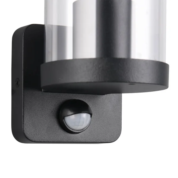 APLIQUE EXTERIOR E27 COM SENSOR ALUMÍNIO PRETO IP44 DANDELION