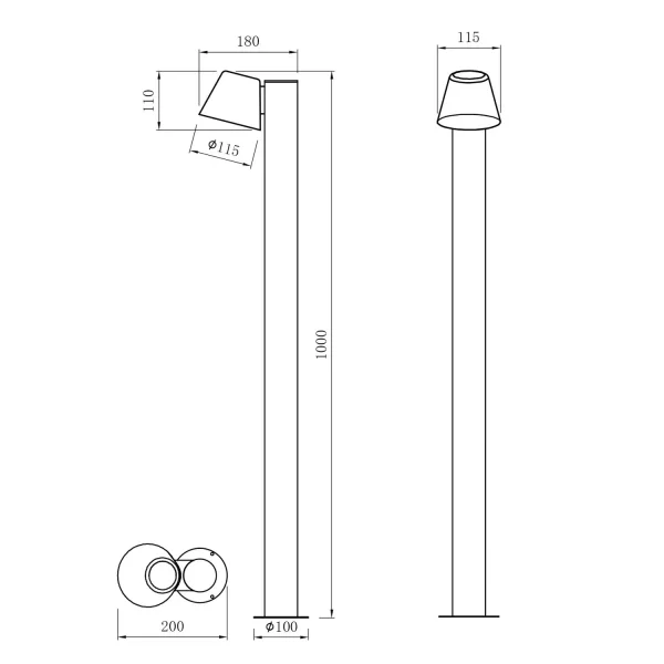 CANDEEIRO DE PÉ EXTERIOR GU10 ANTRACITE 100CM IP44 MOSSEN