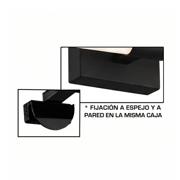 APLIQUE DE PAREDE CASA DE BANHO LED 20W 4000K PRETO IP44 60CM