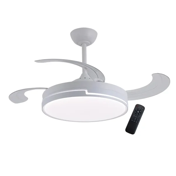 VENTILADOR DE TETO LED 48W REGULÁVEL 4 PÁS RETRÁTEIS ORIXA