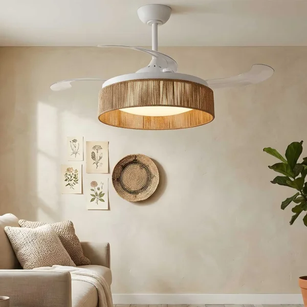 VENTOINHA DE TETO DC LED 58W CORDA NATURAL AIRELLE