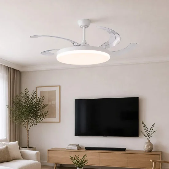 VENTOINHA DE TETO DC LED 95W 5 PÁS DOBRÁVEIS BRANCO SOLARA