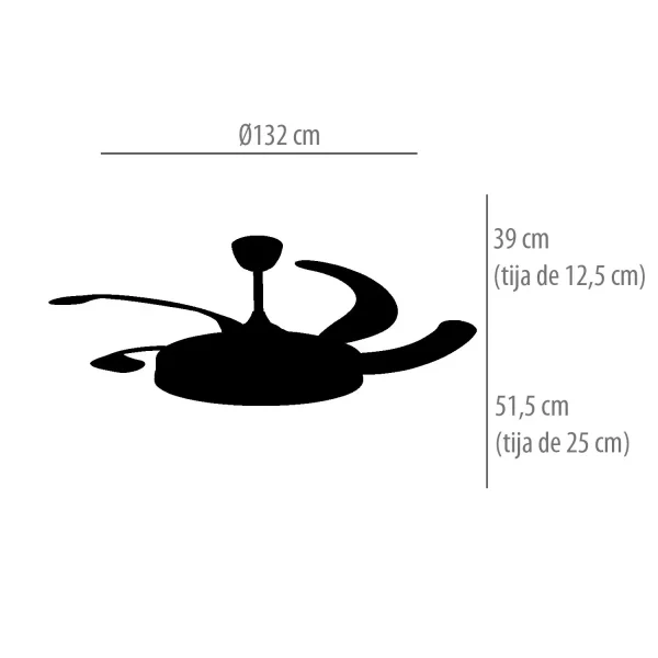 VENTOINHA DE TETO DC LED 95W 5 PÁS DOBRÁVEIS PRETO SOLARA
