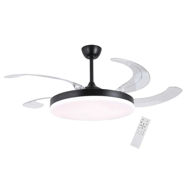 VENTOINHA DE TETO DC LED 95W 5 PÁS DOBRÁVEIS PRETO SOLARA