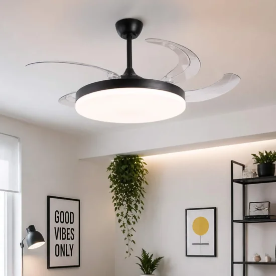 VENTOINHA DE TETO DC LED 95W 5 PÁS DOBRÁVEIS PRETO SOLARA