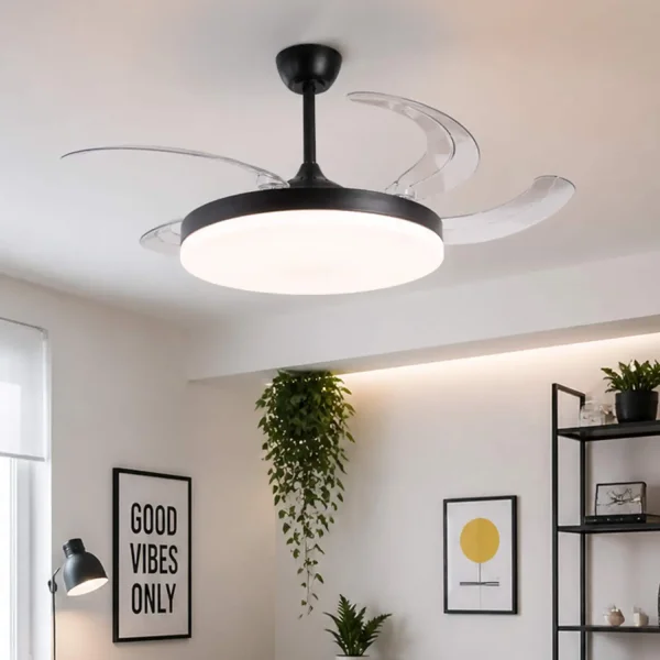 VENTOINHA DE TETO DC LED 95W 5 PÁS DOBRÁVEIS PRETO SOLARA