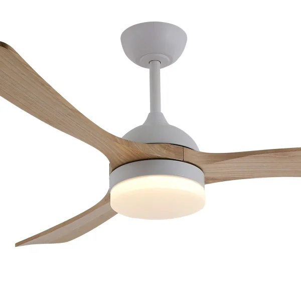 VENTOINHA DE TETO DC LED 20W PÁS MADEIRA CLARA BRANCO LUMINOR