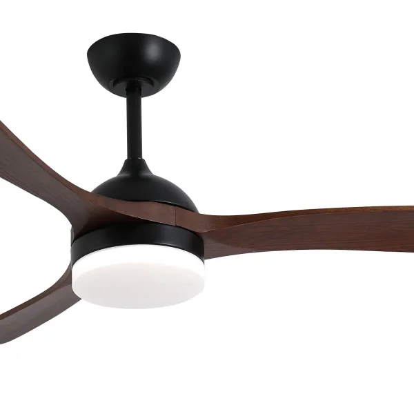 VENTOINHA DE TETO DC LED 20W PÁS EM MADEIRA ESCURA PRETO LUMINOR