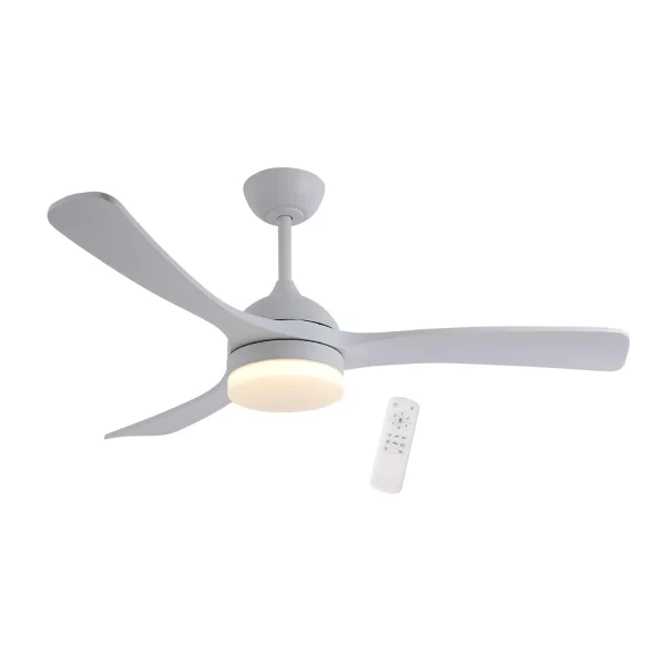 VENTILADOR DE TETO DC LED 20W PÁS EM MADEIRA BRANCO LUMINOR