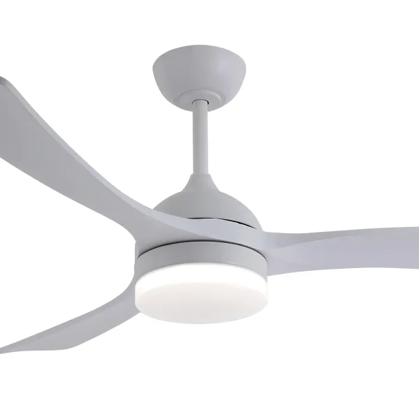 VENTILADOR DE TETO DC LED 20W PÁS EM MADEIRA BRANCO LUMINOR