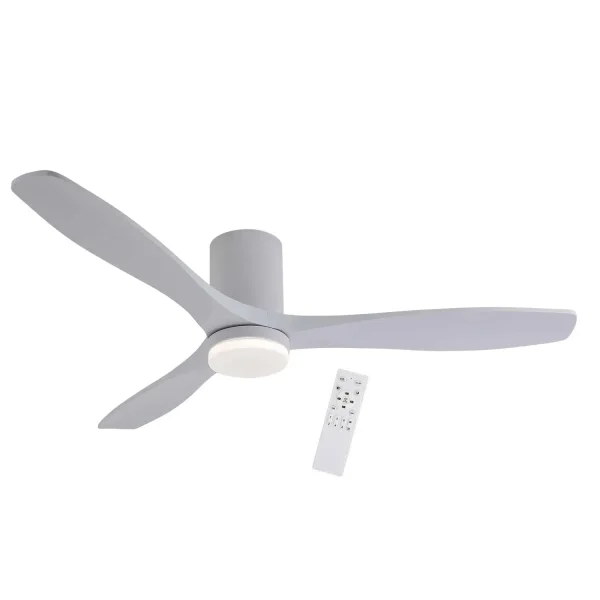 VENTOINHA DE TETO DC LED 18W 3 PÁS EM MADEIRA BRANCA EKBERG