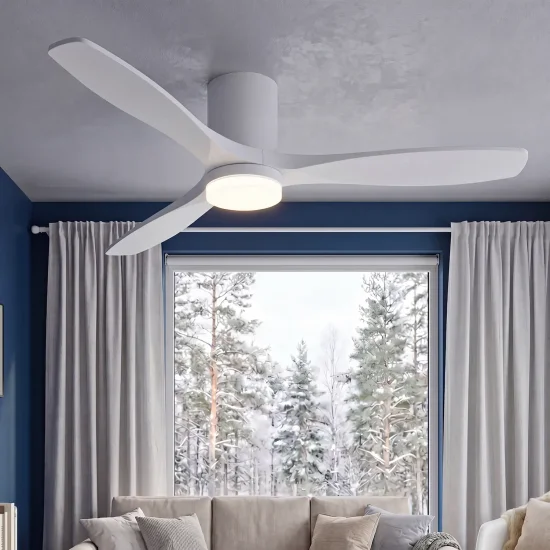 VENTOINHA DE TETO DC LED 18W 3 PÁS EM MADEIRA BRANCA EKBERG