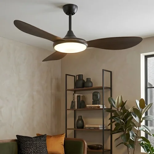 VENTILADOR DE TETO DC LED 24W 3 PÁS COR MADEIRA NOGUEIRA KONA