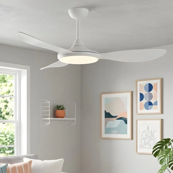 VENTILADOR DE TETO DC LED 24W 3 PÁS BRANCO KONA