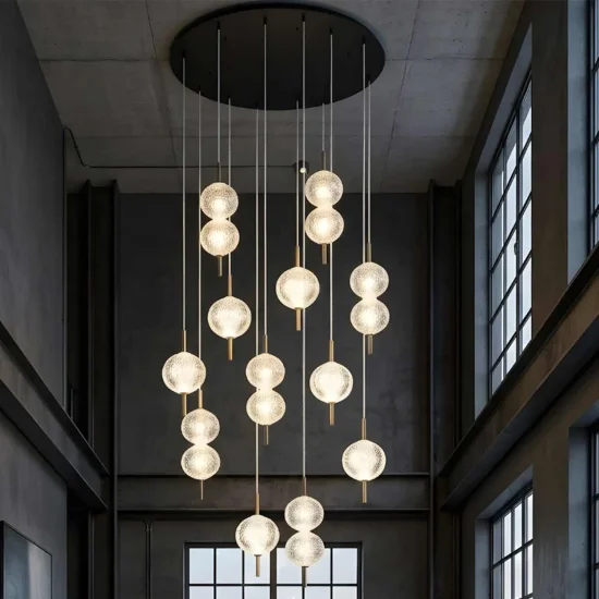 CANDEEIRO DE TETO LED 12 LUZES 72W REGULÁVEL AMBARINA