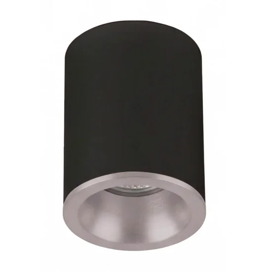 HOLOFOTE DE SUPERFÍCIE FIXO PRETO PRATA GU10 REDONDO IP65