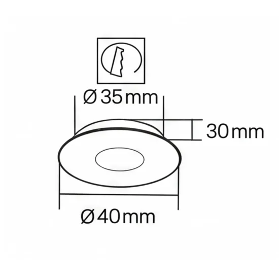 MINI HOLOFOTE REBAIXADO LED INTEGRADO 3W 3000K PRETO REDONDO 2