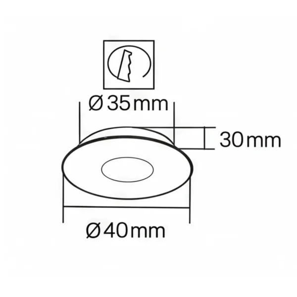 MINI HOLOFOTE REBAIXADO LED INTEGRADO 3W 3000K PRETO REDONDO
