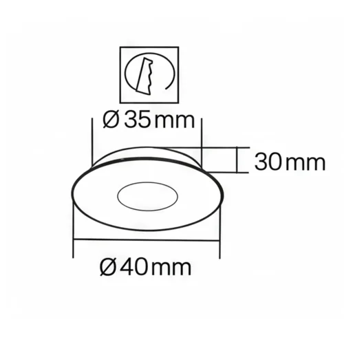 MINI HOLOFOTE REBAIXADO LED INTEGRADO 3W 3000K PRETO REDONDO
