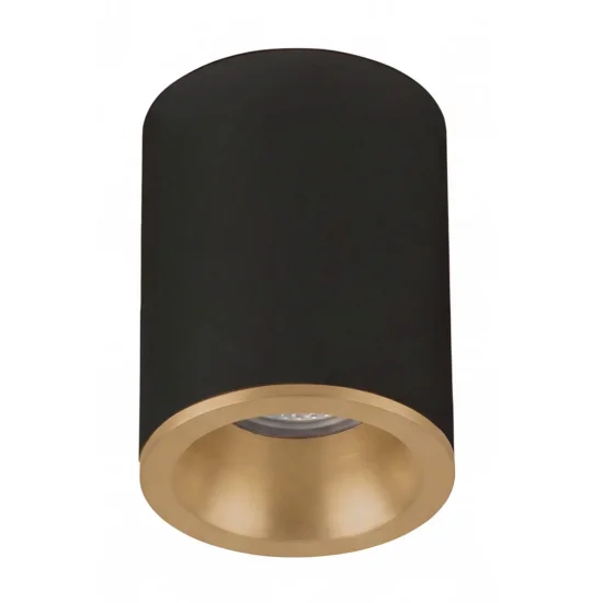 HOLOFOTE DE SUPERFÍCIE FIXO PRETO OURO GU10 REDONDO IP65