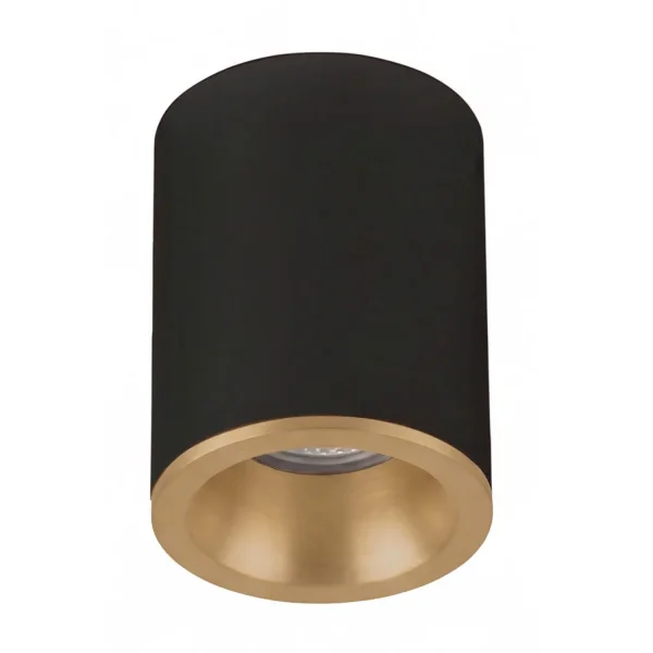HOLOFOTE DE SUPERFÍCIE FIXO PRETO OURO GU10 REDONDO IP65