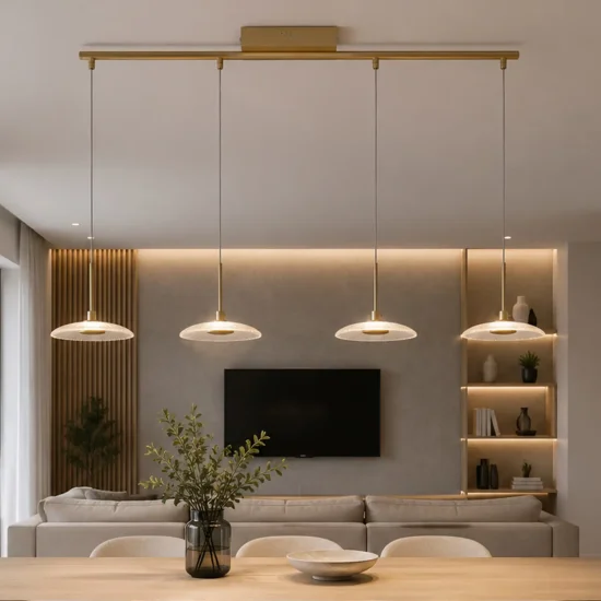 CANDEEIRO DE TETO LED 4 LUZES 25W REGULÁVEL DOURADO SORIN