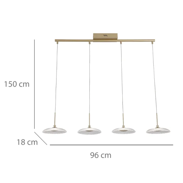 CANDEEIRO DE TETO LED 4 LUZES 25W REGULÁVEL DOURADO SORIN