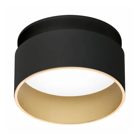 FOCO EMBUTIDO COM RETROILUMINAÇÃO Ø8CM PRETO/DOURADO IP44