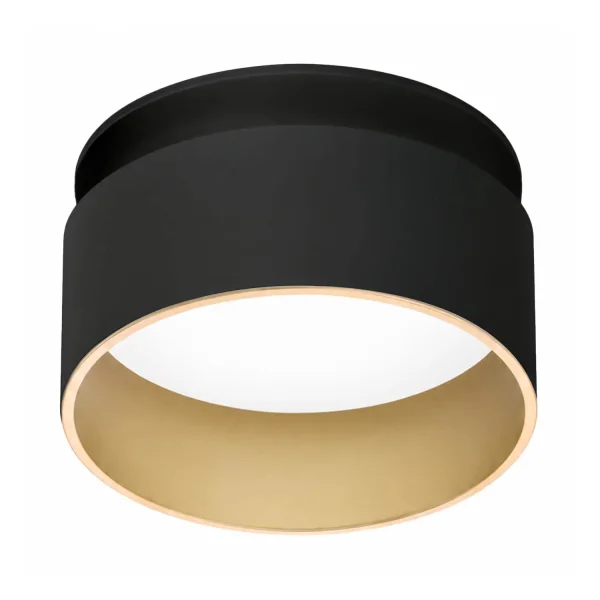 FOCO EMBUTIDO COM RETROILUMINAÇÃO Ø8CM PRETO/DOURADO IP44