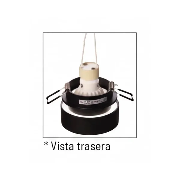 FOCO EMBUTIDO COM RETROILUMINAÇÃO Ø8CM PRETO/DOURADO IP44