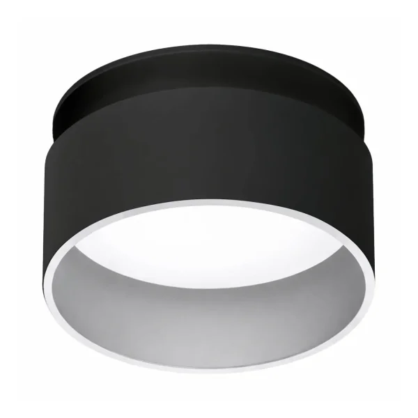 FOCO EMBUTIDO COM RETROILUMINAÇÃO Ø8CM PRETO/PRATA IP44