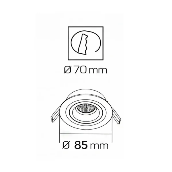 FOCO EMBUTIDO Ø8,5CM ALUMÍNIO RISCADO GU10