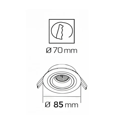 FOCO EMBUTIDO Ø8,5CM ALUMÍNIO PRETO GU10