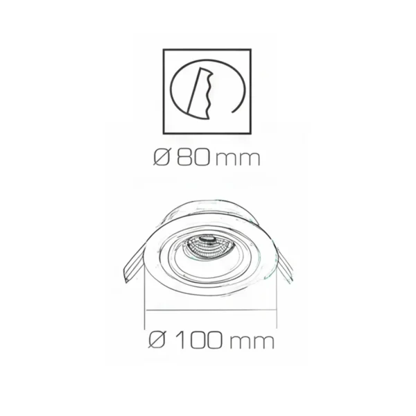 FOCO EMBUTIDO MADEIRA/PRETO GU10 Ø10 CM