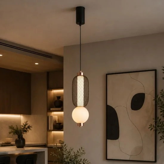 CANDEEIRO DE TETO LED 10W REGULÁVEL COM GRELHA E ESFERA DE VIDRO ELODIE