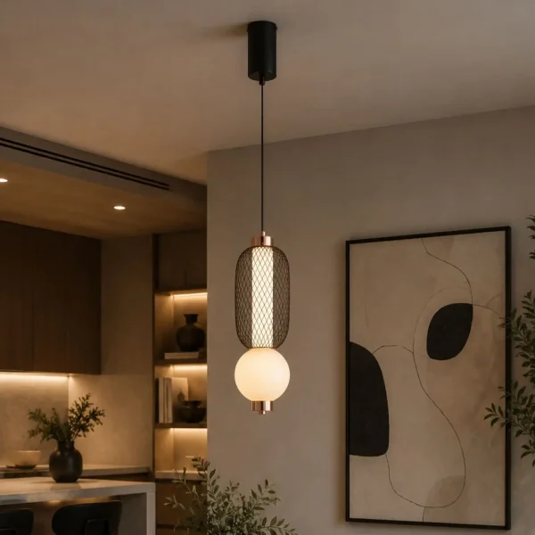 CANDEEIRO DE TETO LED 10W REGULÁVEL COM GRELHA E ESFERA DE VIDRO ELODIE
