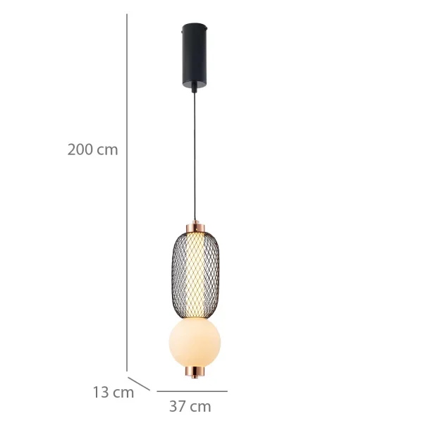 CANDEEIRO DE TETO LED 10W REGULÁVEL COM GRELHA E ESFERA DE VIDRO ELODIE
