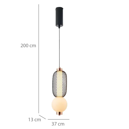 CANDEEIRO DE TETO LED 10W REGULÁVEL COM GRELHA E ESFERA DE VIDRO ELODIE