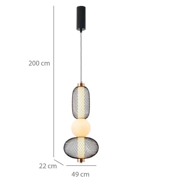 CANDEEIRO DE TETO LED 14W REGULÁVEL COM GRELHA E ESFERA DE VIDRO ELODIE
