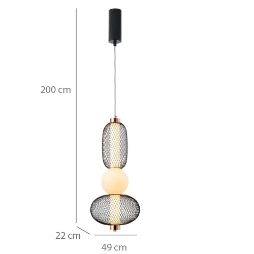 CANDEEIRO DE TETO LED 14W REGULÁVEL COM GRELHA E ESFERA DE VIDRO ELODIE
