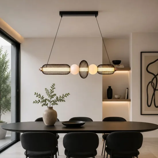 CANDEEIRO DE TETO LED 28W REGULÁVEL COM GRELHA E ESFERAS DE VIDRO ELODIE