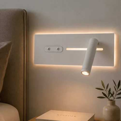APLIQUE DE PAREDE LED 10W REGULÁVEL TÁTIL BRANCO ORIENTAÇÃO DIREITA