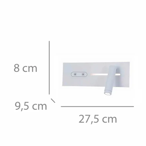 APLIQUE DE PAREDE LED 10W REGULÁVEL TÁTIL BRANCO ORIENTAÇÃO DIREITA