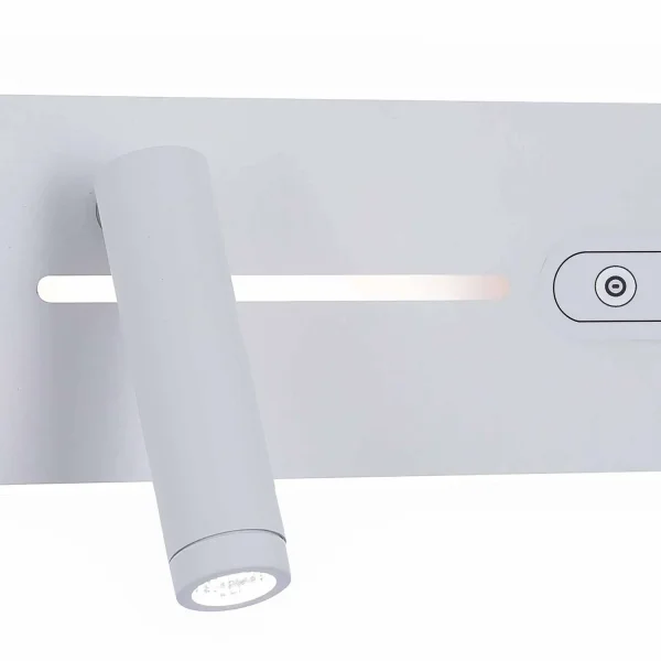APLIQUE DE PAREDE LED 10W REGULÁVEL TÁTIL BRANCO ORIENTAÇÃO ESQUERDA