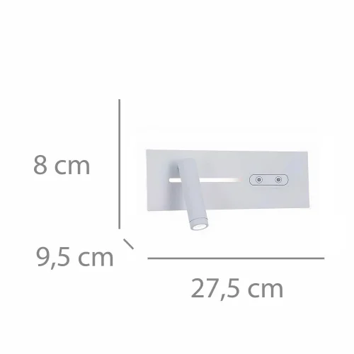APLIQUE DE PAREDE LED 10W REGULÁVEL TÁTIL BRANCO ORIENTAÇÃO ESQUERDA