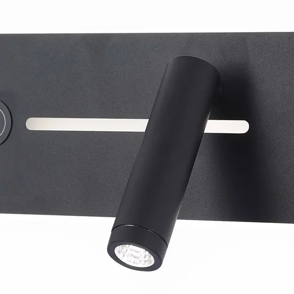 APLIQUE DE PAREDE LED 10W REGULÁVEL TÁTIL PRETO ORIENTAÇÃO DIREITA