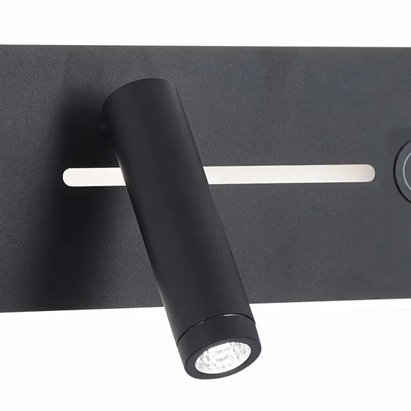 APLIQUE DE PAREDE LED 10W REGULÁVEL TÁTIL PRETO ORIENTAÇÃO ESQUERDA