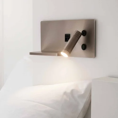 APLIQUE DE PAREDE LED 8W REGULÁVEL TÁTIL NÍQUEL ORIENTAÇÃO DIREITA