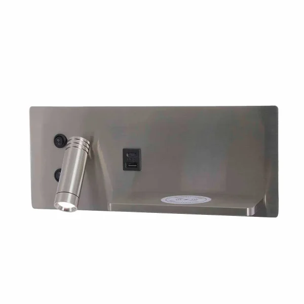 APLIQUE DE PAREDE LED 8W REGULÁVEL TÁTIL NÍQUEL ORIENTAÇÃO ESQUERDA